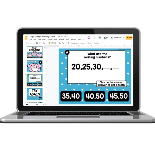 Digital - 1st & 2nd Grade - Math Toothy® Task Cards - Skip Counting ...