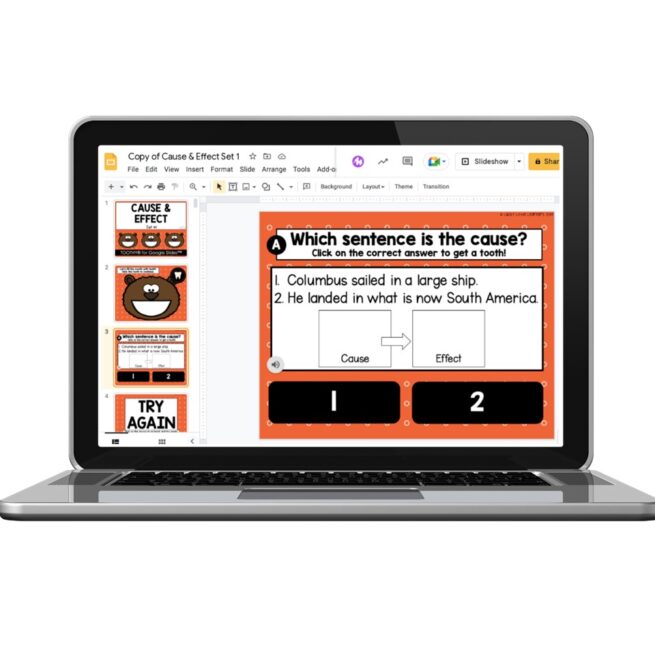 Digital Toothy - Reading Comprehension - 1st Grade - Cause and Effect ...