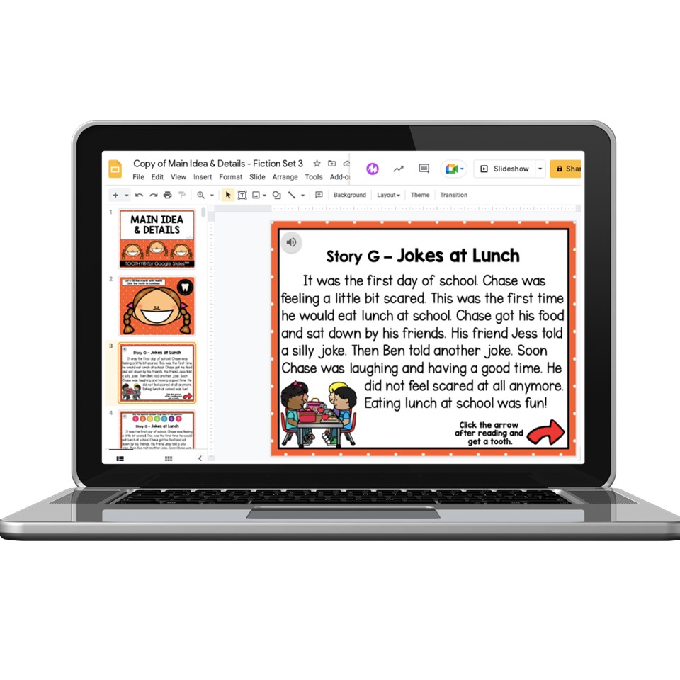 Digital Toothy - Reading Comprehension - 1st Grade - Main Idea and ...