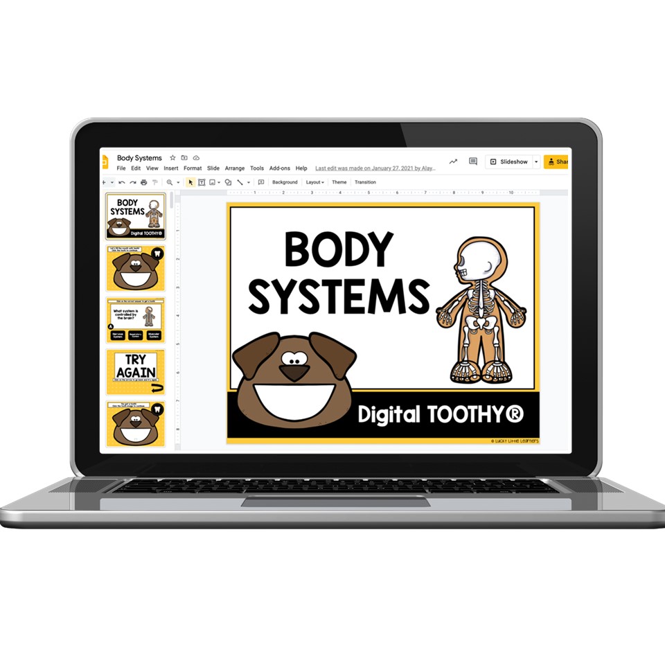 Digital Toothy - Science - 2nd Grade - Body Systems - Lucky Little Learners
