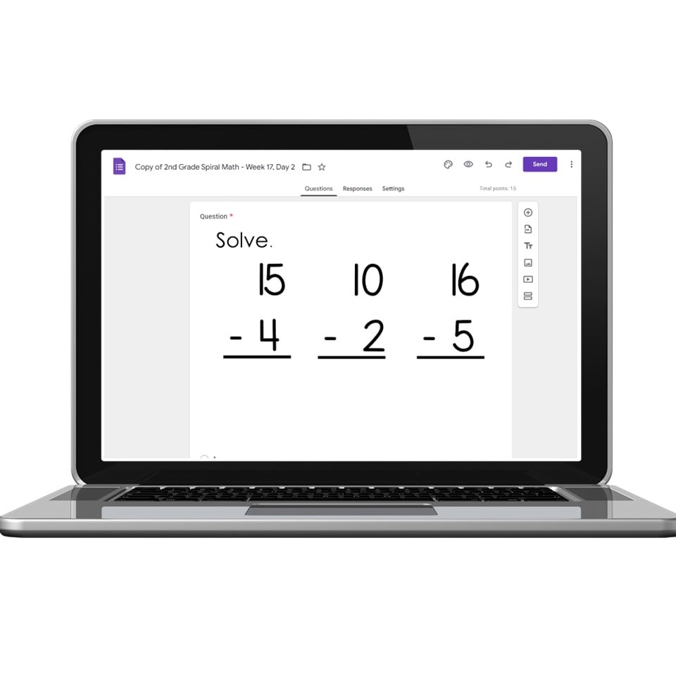 Digial Math Digital 2nd Grade Spiral Math - Week 17 - Day 2 - Lucky Little Learners