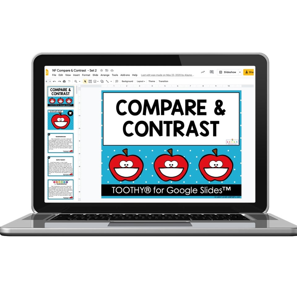 Digital Toothy - Reading Comprehension - 3rd Grade - Compare and ...