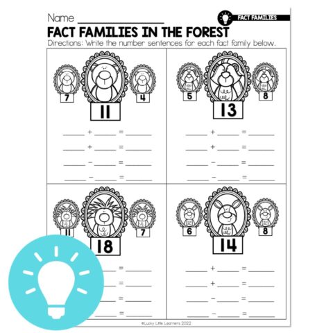 Lucky to Learn Math - Fact Families - Lesson 2.18 - Mini Lesson - Fact ...