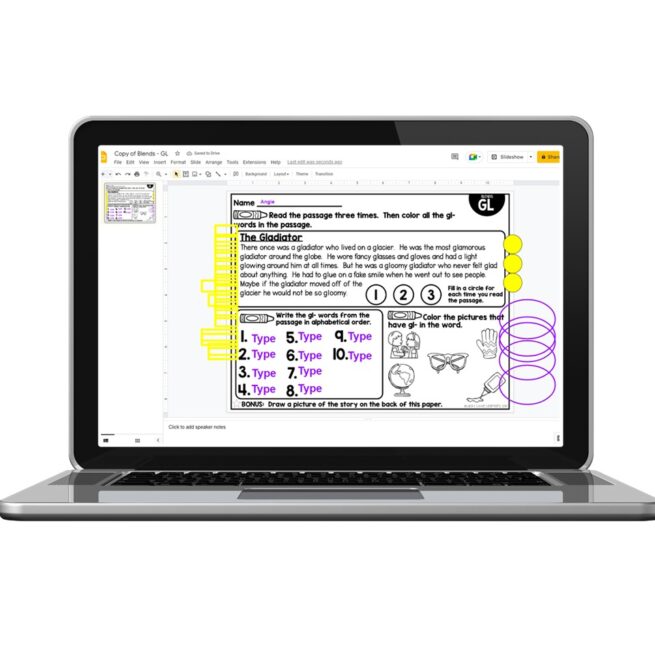 Digital 2nd Grade Phonics Mats - Blends - GL - Lucky Little Learners