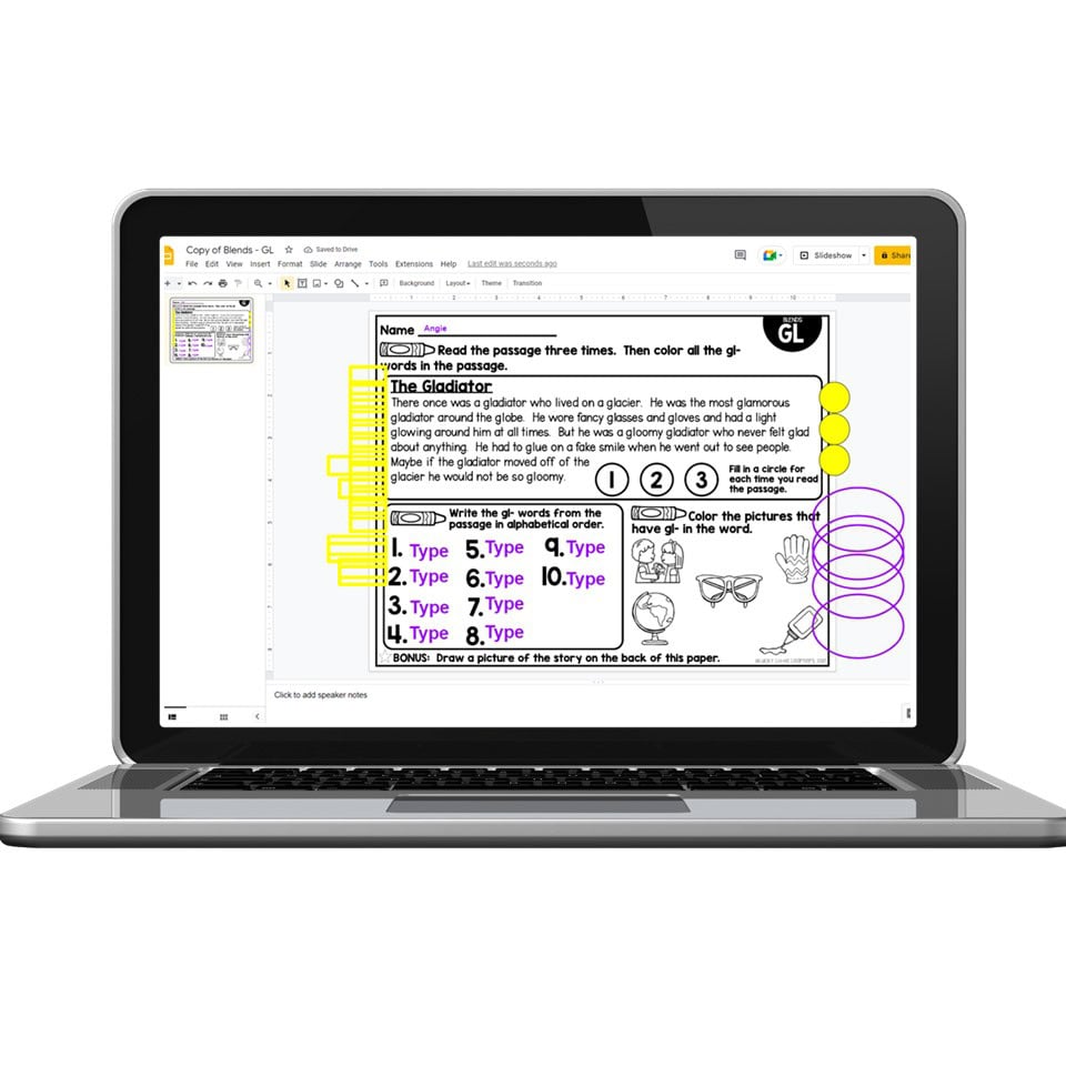 Digital 2nd Grade Phonics Mats - Blends - GL - Lucky Little Learners