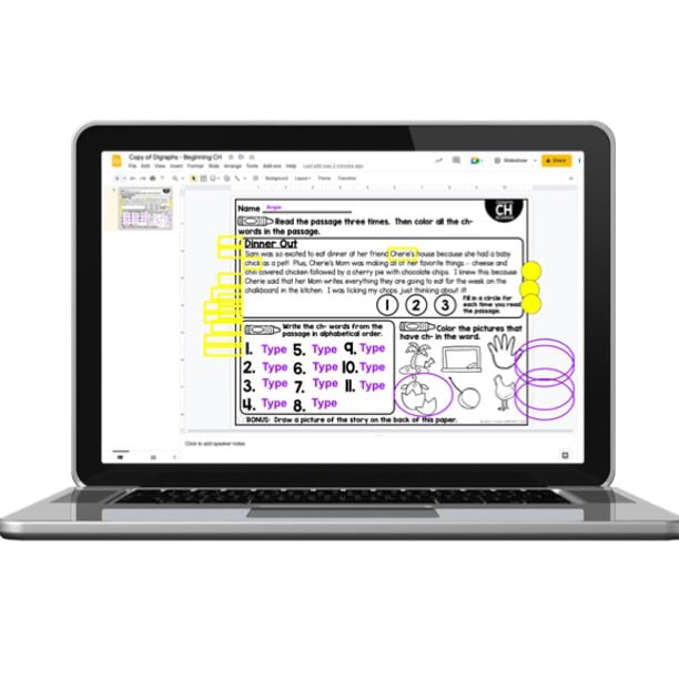 Digital 2nd Grade Phonics Mats - Digraphs - Beginning CH - Lucky Little ...