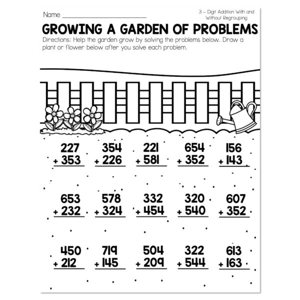 Classroom Transformation - Garden Day - 3-digit Addition - Growing a ...