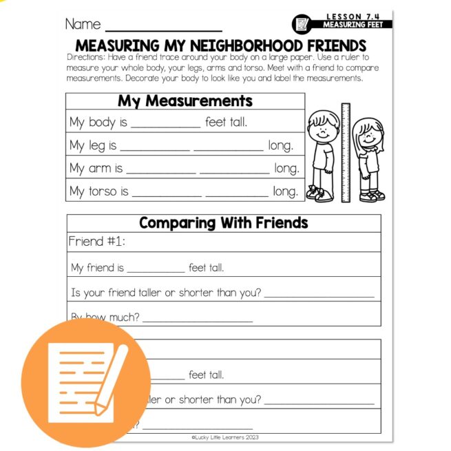Lucky to Learn Math - Lesson 7.4 - Measuring Feet - Independent ...