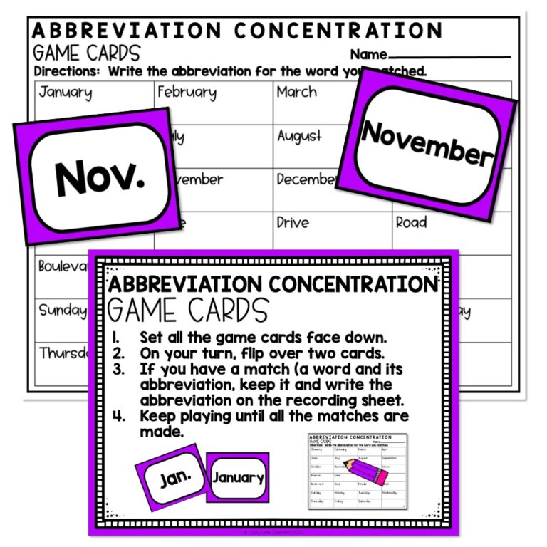 Classroom Transformation - Game Day - Grammar Center - Abbreviation ...