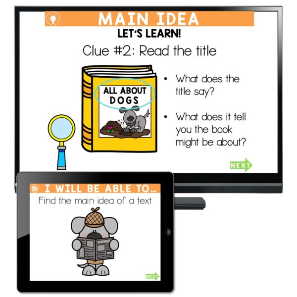 Reading Comprehension - Main Idea - Teaching Slides - Lucky Little Learners