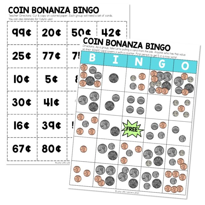 Coin Values - Coin Bonanza Bingo - Lucky Little Learners