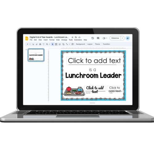 Digital End of Year Awards - Lunchroom Leader - Lucky Little Learners