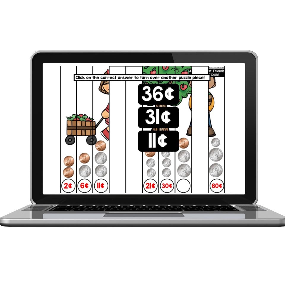 Digital September Math Puzzle – Counting Coins - Lucky Little Learners