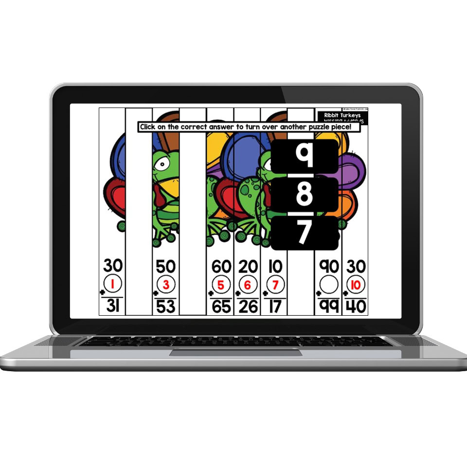Digital November Math Puzzle – Missing Addends (2-Digit) - Lucky Little ...