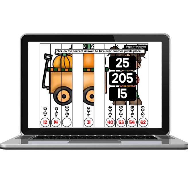 Digital October Math Puzzle – Tens Plus Ones - Lucky Little Learners