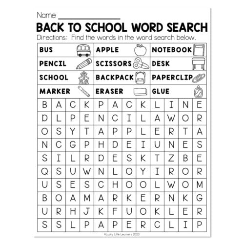 Back to School Bonus Pack - Independent Activities - Back to School Word Search