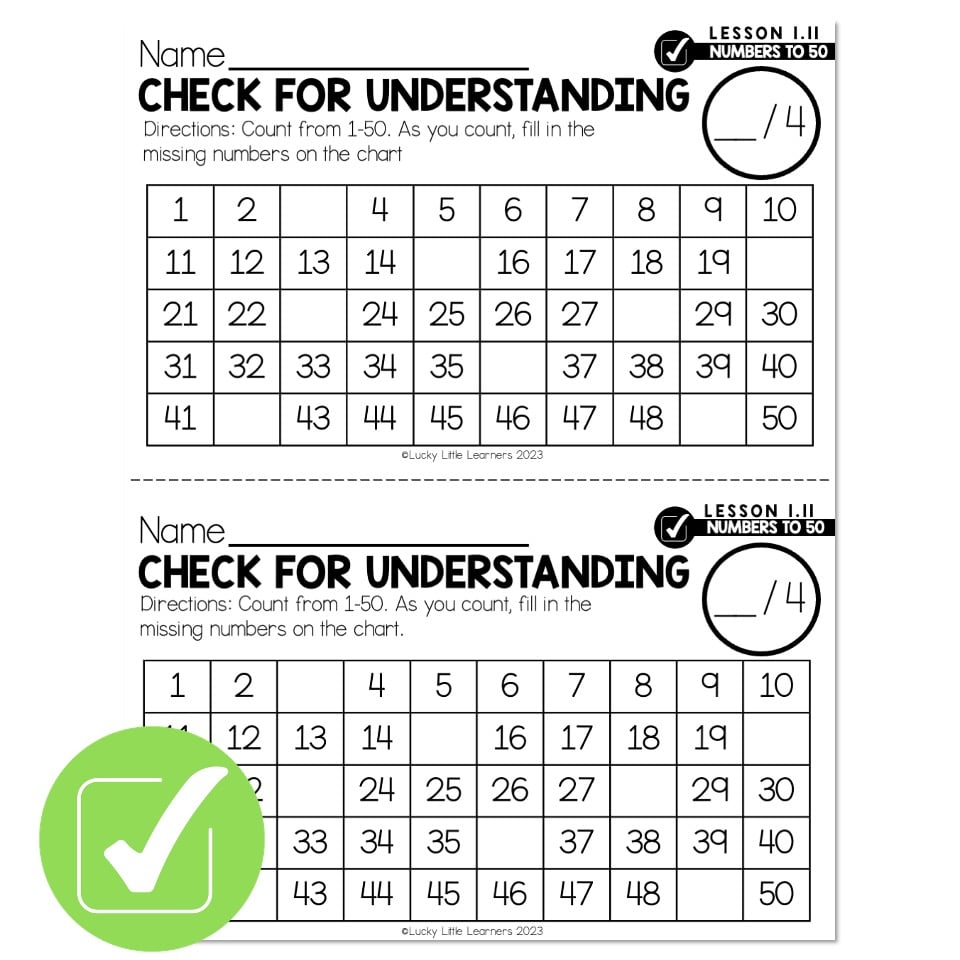 Lucky To Learn Math 1st Grade Lesson 1 11 Numbers To 50 Check For Understanding Lucky Lucky To Learn Math 1st Grade Lesson 1 11 Numbers To 50 Check For Understanding Lucky