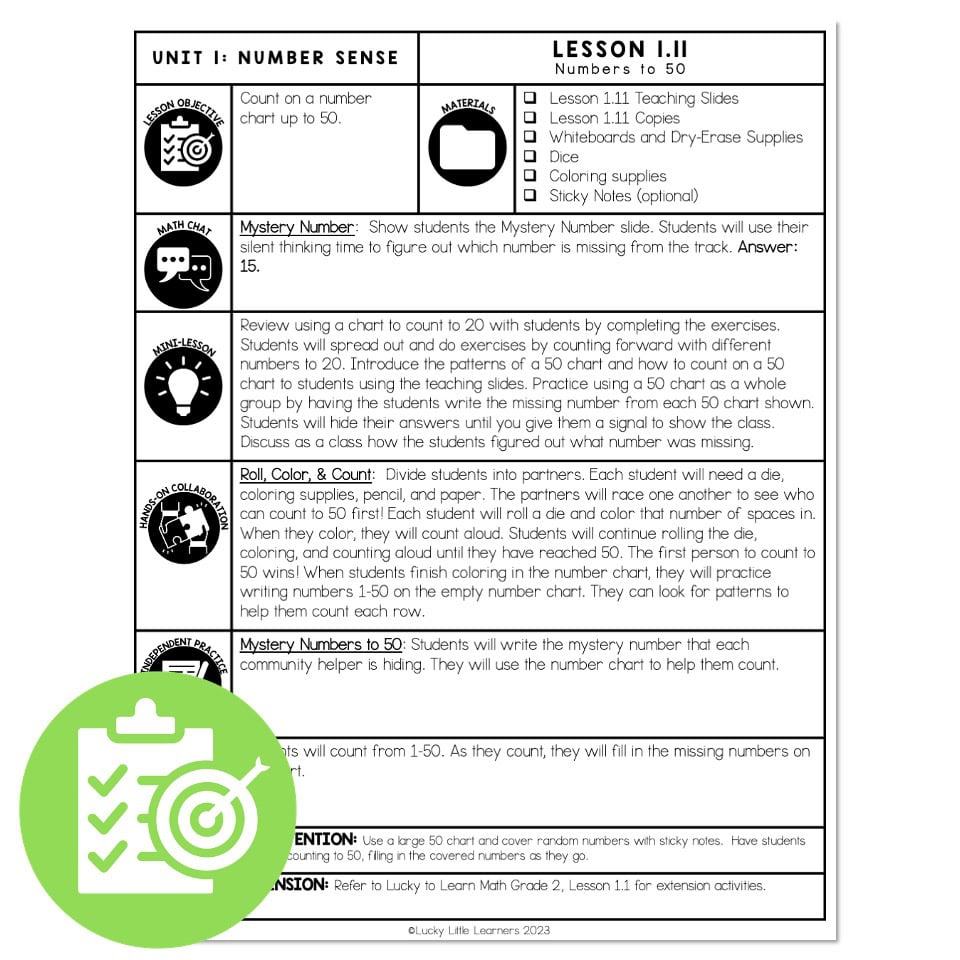 Lucky to Learn Math - 1st Grade - Lesson 1.11 - Numbers to 50 - Lesson ...