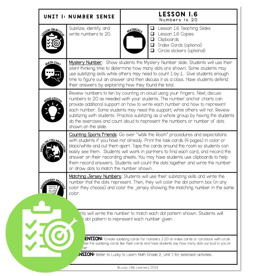 Lucky to Learn Math - 1st Grade - Lesson 1.6 - Numbers to 20 - Lesson ...