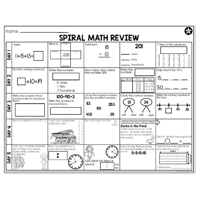 Lesson 40 Math 2nd Grade Spiral Math - Week 40 - Below - Lucky Little Learners
