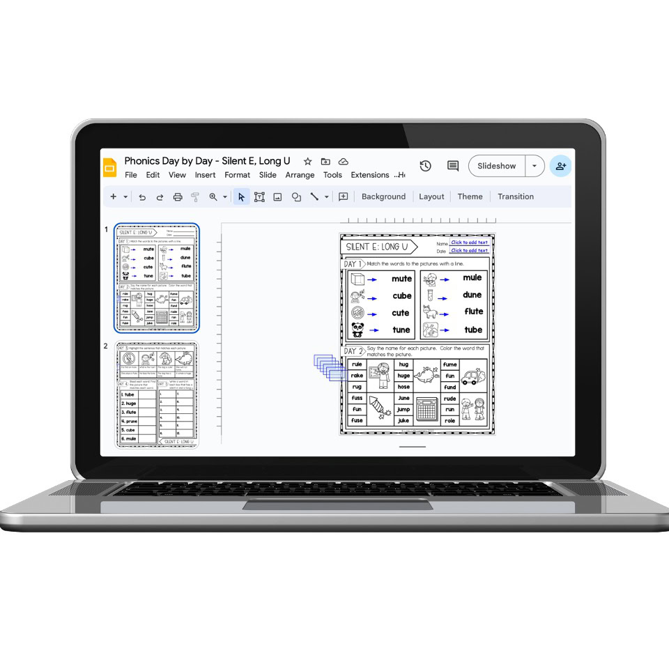Digital - 2nd Grade Phonics Worksheets - Silent E, Long U - Lucky ...