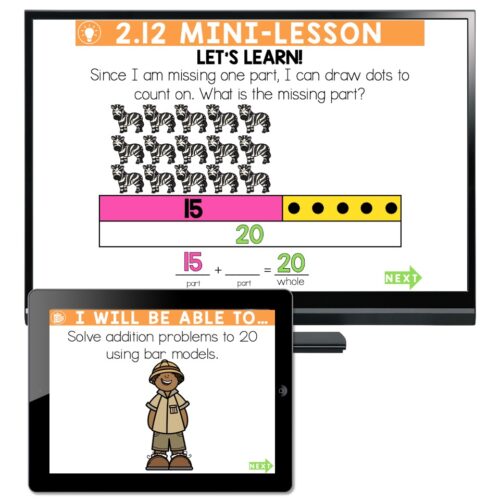 Bar Model Math Lesson Lucky to Learn Math - 1st Grade - Lesson 2.12 - Bar Models - Teaching ...