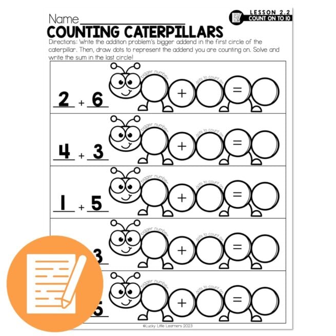 Lucky to Learn Math - 1st Grade - Lesson 2.2 - Count on to 10 ...