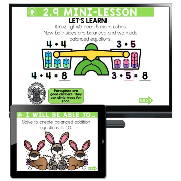 Lucky to Learn Math - 1st Grade - Lesson 2.9 - Balanced Equations ...