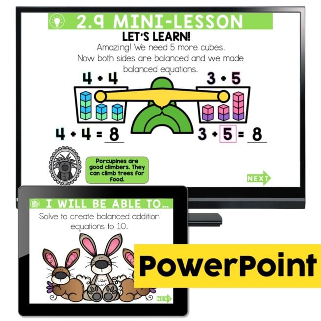 Lucky to Learn Math - 1st Grade - Lesson 2.9 - Balanced Equations