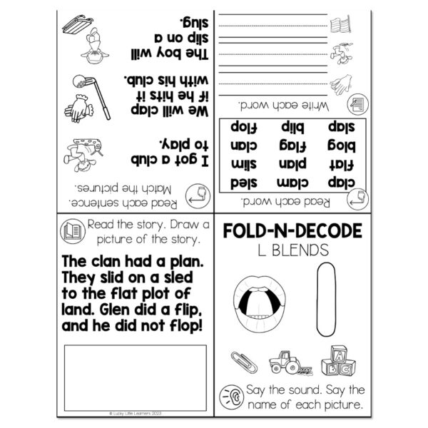 Lucky to Learn Phonics - Beginning L Blends - Fold-N-Decode - Lucky ...