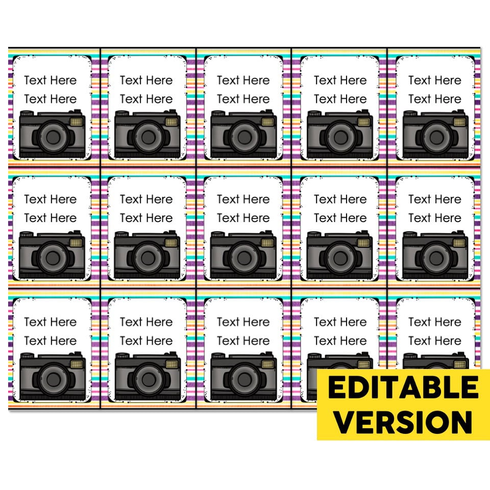 Editable - Brag Tags - School Images - Camera - Lucky Little Learners