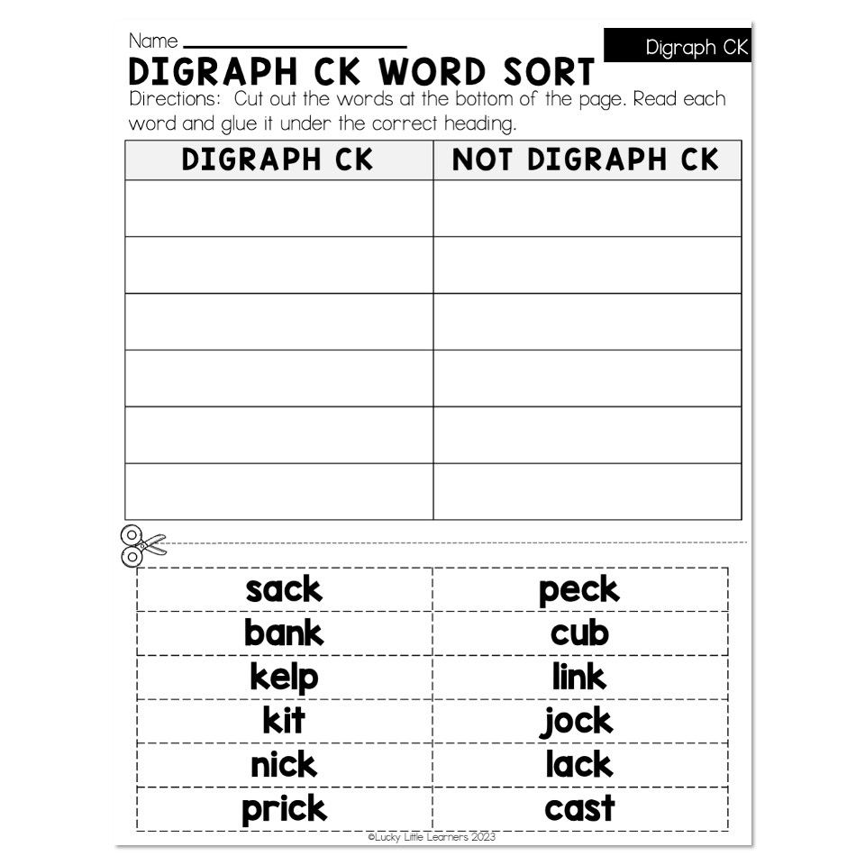 Digraph Ck Worksheets For Kindergarten Final Digraph Free