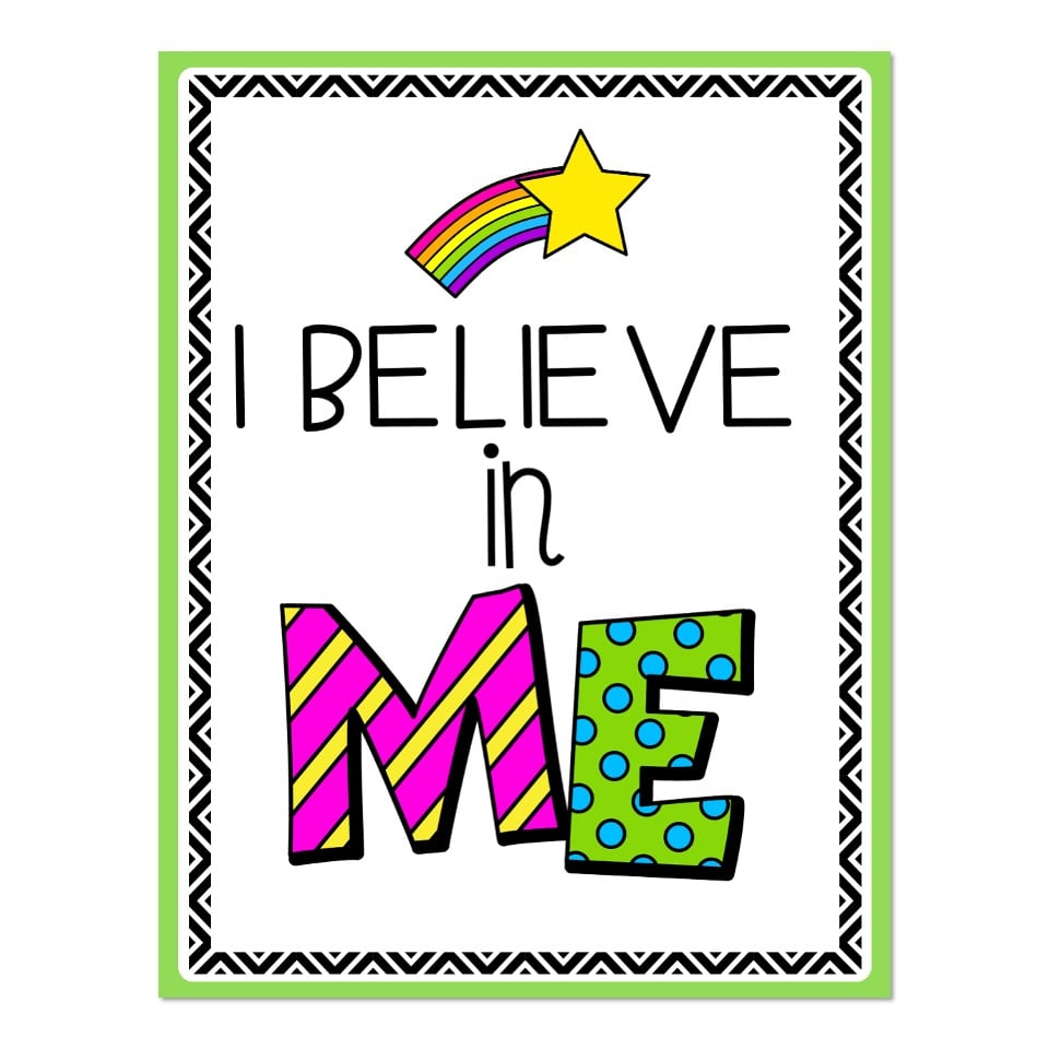 Growth Mindset Posters - I Believe in Me - Lucky Little Learners