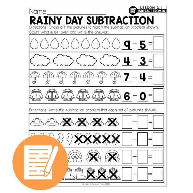Lucky to Learn Math - 1st Grade - Lesson 3.1 - Subtraction From 10 ...