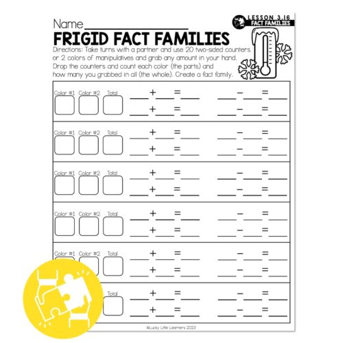 Lucky to Learn Math - 1st Grade - Lesson 3.16 - Fact Families ...