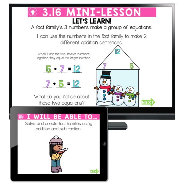 Lucky to Learn Math - 1st Grade - Lesson 3.16 - Fact Families ...