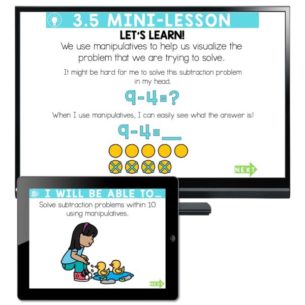 Lucky to Learn Math - 1st Grade - Lesson 3.5 - Subtract from 10 with ...