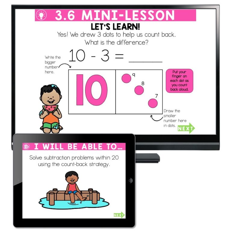 Lucky to Learn Math - 1st Grade - Lesson 3.6 - Count Back from 20 ...