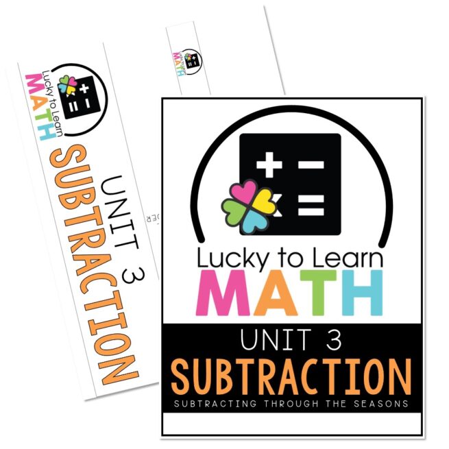 Lucky to Learn Math - 1st Grade - Unit 3 Subtraction - Binder Cover and ...