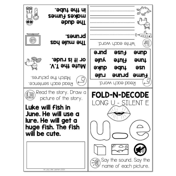Lucky to Learn Phonics - Silent E - Long U - Fold-N-Decode - Lucky ...