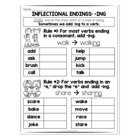 Multisyllable Words Book - Inflectional Endings - ING - Rules - Lucky ...