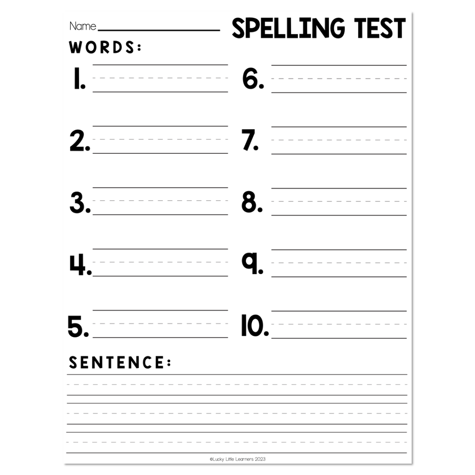 Spelling Test Paper