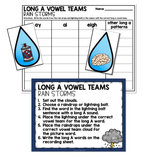 Lucky to Learn Phonics - Vowel Teams - Long A - 2nd Grade Center - Rain ...