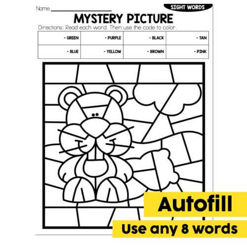 Color by Sight Word - Autofill - Groundhog Day Shadow