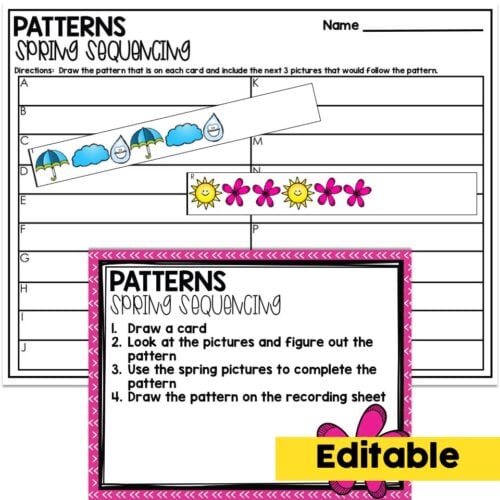 Editable - 1st Grade May Math Center - Patterns - Lucky Little Learners
