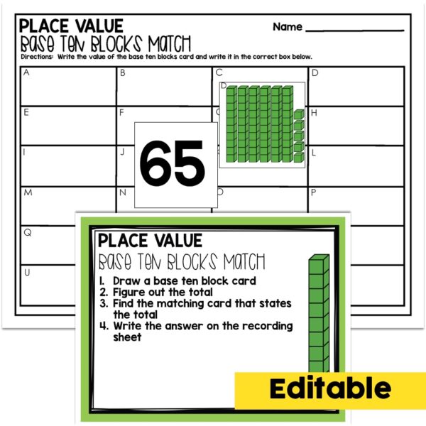 Editable - 1st Grade October Math Center - Place Value - Lucky Little ...
