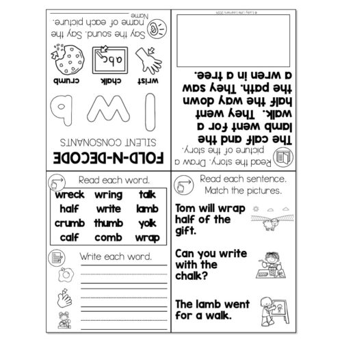Lucky to Learn Phonics - Other Consonants - Silent Letters L W B - Fold ...