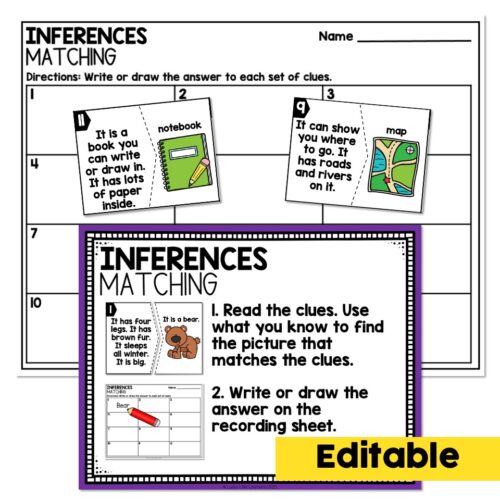 Editable - 1st Grade Reading Center - Inferences - Lucky Little Learners
