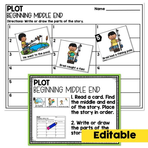 Editable - 1st Grade Reading Center - Plot - Lucky Little Learners