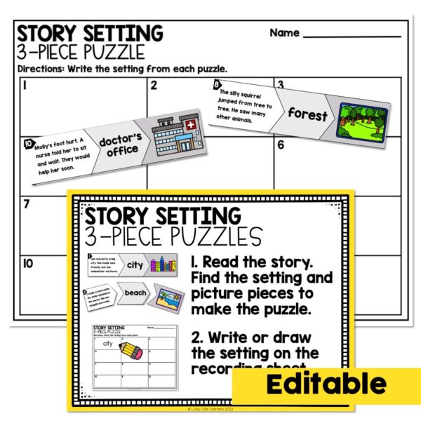 Editable - 1st Grade Reading Center - Setting - Lucky Little Learners